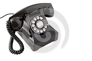 Vintage black rotary phone (with clipping path)