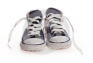 Vintage black shoes on white background