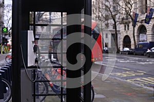 Vintage black telephone booths in London