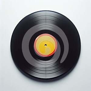 Vintage black vinyl record isolated on white background.