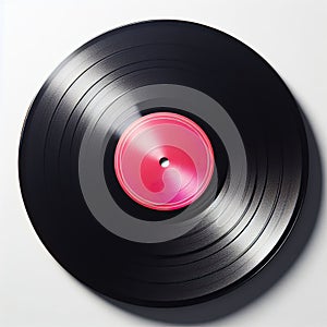 Vintage black vinyl record isolated on white background.