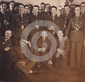 Vintage black and white photo of a group of Army Officers 1940s