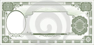 Vintage Blank for Making Side Portrait Banknotes Green