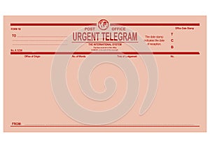 Vintage blank urgent telegram form.