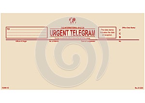 Vintage blank urgent telegram form.