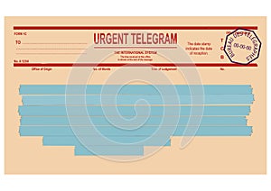 Vintage blank urgent telegram form. photo