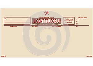 Vintage blank urgent telegram form. photo