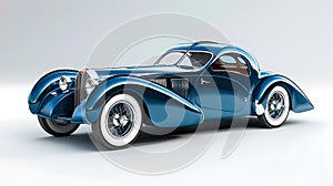 Vintage Blue Coupe on a Plain Background. Classic Car, Elegance, and Style. Perfect for Collectors and Enthusiasts. AI