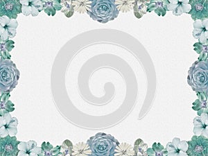 Vintage blue flower frame, sparkled background photo