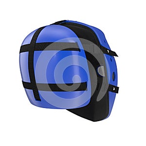 Vintage blue hockey mask on white. 3D illustration