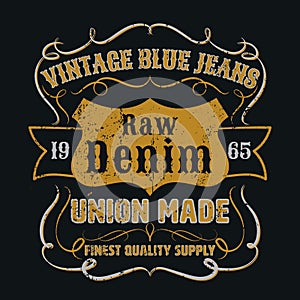 Vintage blue jeans graphic for apparel,tee design