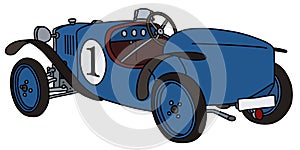 The vintage blue racecar