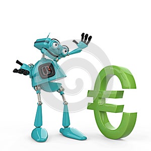 Vintage blue robot in a white background photo