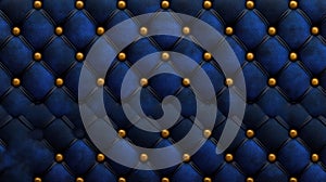 Vintage Blue Velvet Sofa Texture with Classic Diamond Quilting Pattern