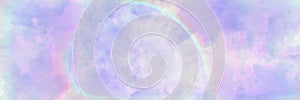 Vintage blue violet cloudy background panoramic banner with messy mist texture, lightening rainbow oval part