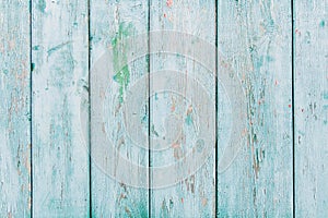 Vintage blue wood background with peeling paint