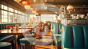 vintage blurred diner interior