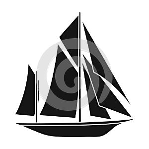 Vintage boat explorers.Sailboat on which ancient people traveled around the Earth.Ship and water transport single icon