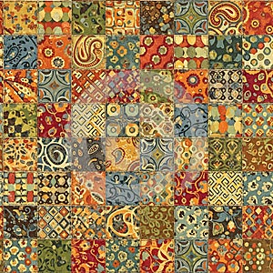 Vintage Boho Patchwork Quilt Seamless Pattern