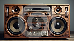 Vintage Boombox With Charming Wood Grain Texture