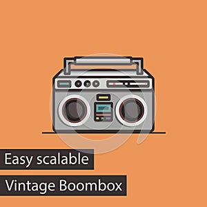 Vintage Boombox Flat Style Vector Icon.