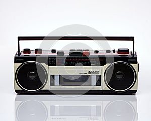 Vintage boombox on white background