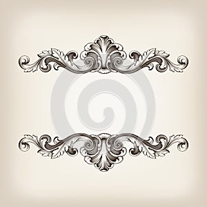 Vintage border frame calligraphy engraving baroque vector