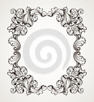 Vintage border frame engraving baroque vector photo