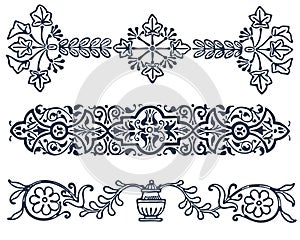 Vintage border frame filigree engraving with