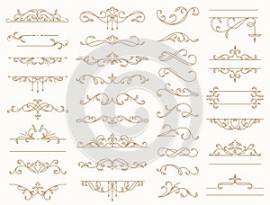 Vintage borders, decorative lines, dividers, swirls. Vector design elements