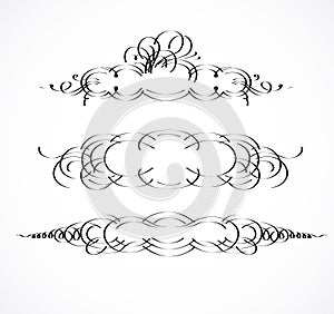 Vintage borders, frame. Wicker lines and old decor elements in vector. Vector page decoration.