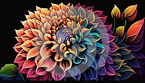 Vintage Botanical Dahlia Flower Design by Generative AI