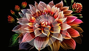 Vintage Botanical Dahlia Flower Design by Generative AI