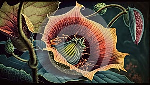 Vintage Botanical Dutchmans Pipe Flower Design by Generative AI