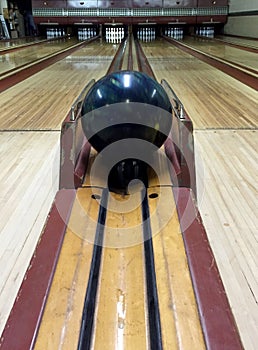 Vintage Bowling Alley with Ball