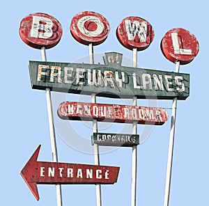 Vintage Bowling Alley Neon Sign