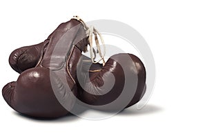 Vintage boxing Gloves on white Background