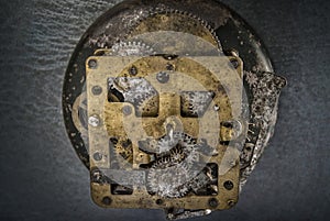 vintage Brass clock mechanism studioshot Kalyan