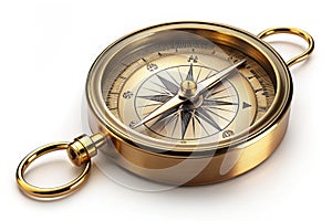 Vintage brass compass isolated on white background 3d rendering photo