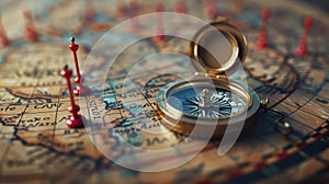 The compass on map.AI generated image