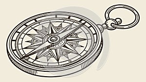 Vintage Brass Compass, Navigation and Exploration, Directional Tool, vector design Generative AI