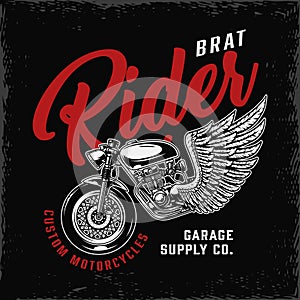 Vintage brat style motorcycle emblem