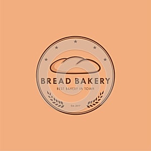 Vintage Bread Bakery Logo Design Vector Illustration Icon