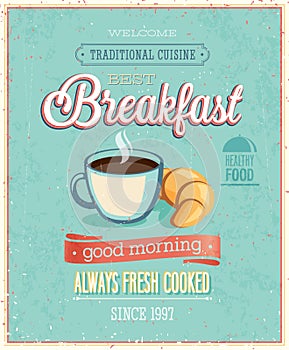 Vintage Breakfast Poster. photo