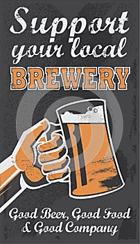 Vintage Brewery Beer Poster - Chalkboard Vector Illustration