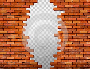 Vintage brick wall background with hole.