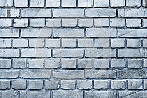 Vintage brick wall painted in silver color