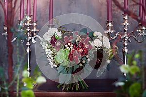 Vintage bridal bouquet from succulents