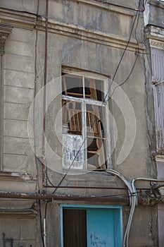 Vintage broken window vandalism urbant city whalls