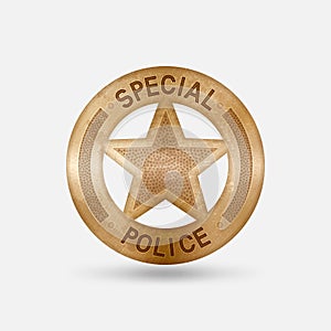 Vintage bronze badge. Special police star